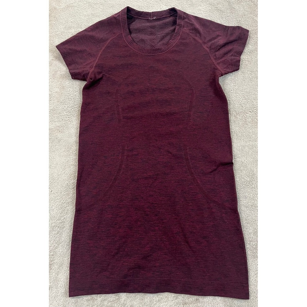 Lululemon Swiftly Tech Shirt Women's size 2 Small Burgundy Gym Short Sleeve EUC